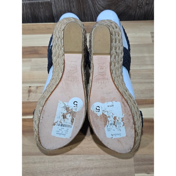 Stuart Weitzman Navy Blue Braided Espadrille Wedge Sandals Size 5M Boho - Picture 4 of 16